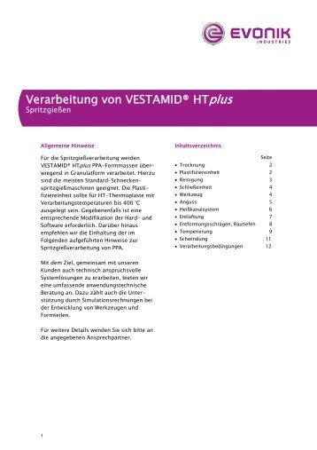 Verarbeitung von VESTAMIDÂ® HTPlus