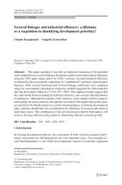 Sectoral linkages and industrial efficiency: a dilemma or a ...