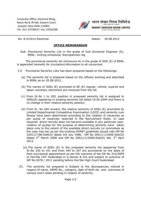 Provisional seniority list SE E 29-08-12.pdf - Snea