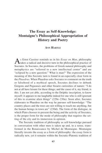 sample know thyself essay