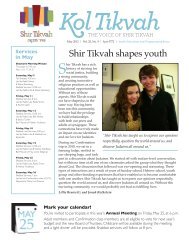 Shir Tikvah shapes youth