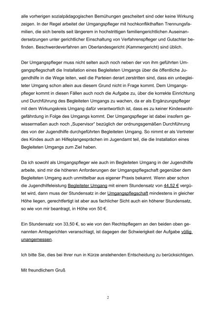 Beschwerde vom 22.08.2009 Ã¼ber die VergÃ¼tung ... - System Familie