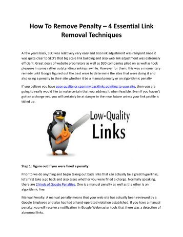 How To Remove Penalty – 4 Essential Link Removal Techniques