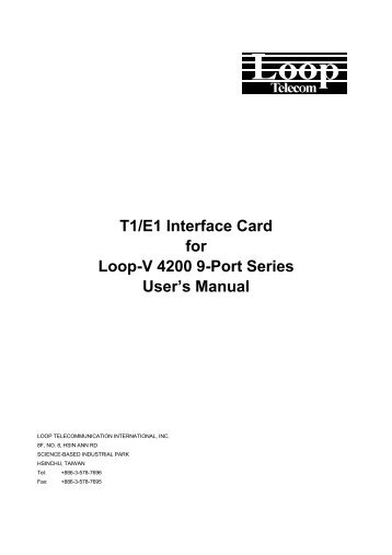 T1/E1 Interface Card for Loop V 4200 9 Port Series User s ... - DCB Inc.