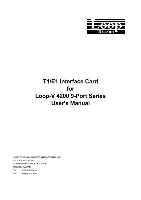 T1/E1 Interface Card for Loop V 4200 9 Port Series User s ... - DCB Inc.