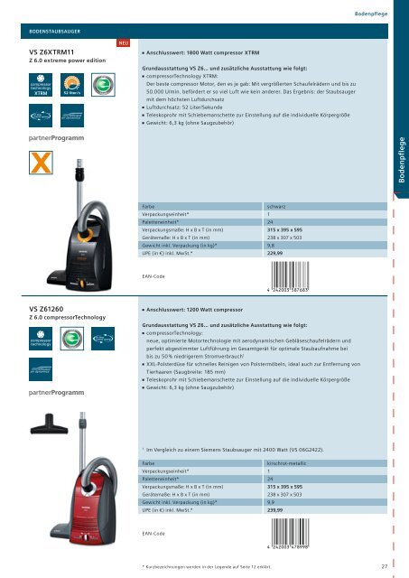 Preisliste Consumer Products 2012 - Siemens Hausgeräte