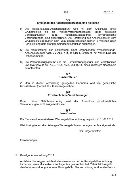 Gemeinderatssitzung vom 03.12.2010 (168 KB ... - Windischgarsten