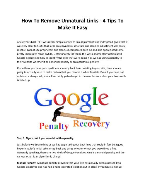 How To Remove Unnatural Links - 4 Tips To Make It Easy
