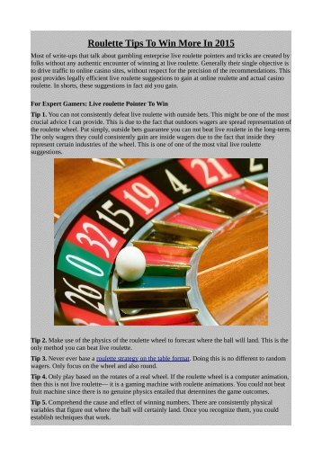 Roulette Tips To Win More In 2015