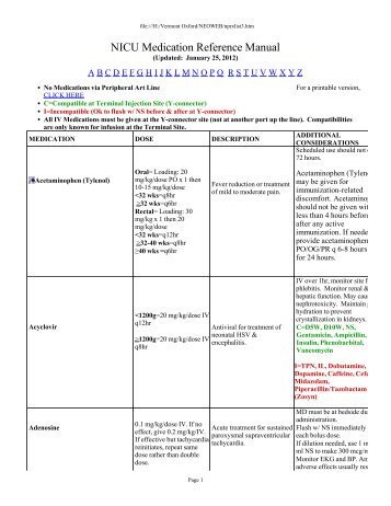 NICU Medication Reference Manual - VUNeo.Org