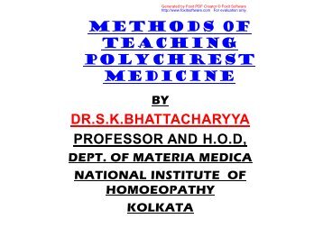 Methods of teaching polychrest medicines - Similima