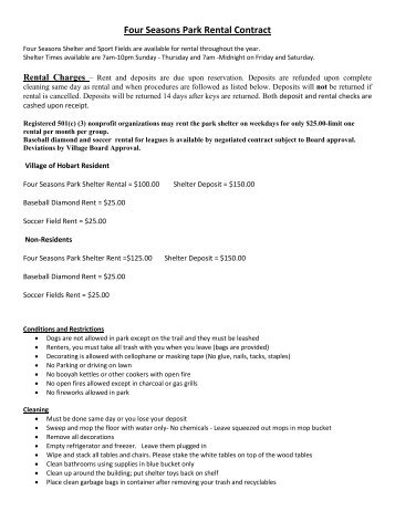 Four Seasons Park Rental Contract 4-17-2012 - Village of Hobart