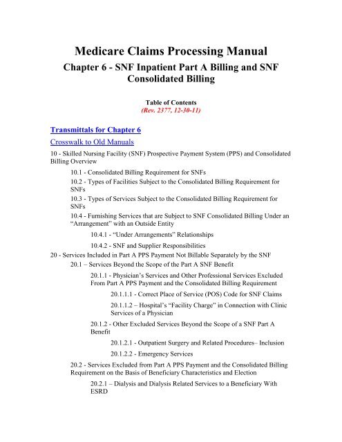 Medicare Claims Processing Manual Chapter 6 - SNF ... - AANAC