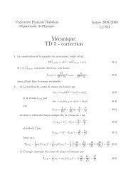 MÃƒÂ©canique: TD 5 - correction - LMPT - UniversitÃƒÂ© FranÃƒÂ§ois Rabelais