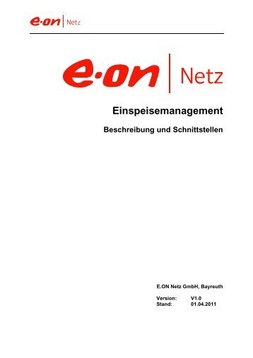 Einspeisemanagement - Beschreibung und ... - E.ON Netz GmbH