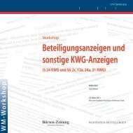 Beteiligungsanzeigen und sonstige KWG-Anzeigen - WM Seminare