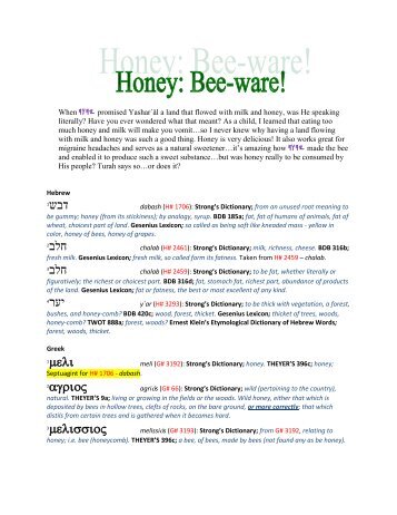 Honey: Bee-ware! - Yahuah Is Life