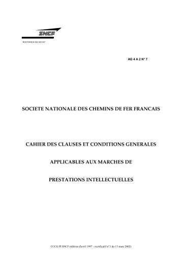 Cahier des Clauses et Conditions GÃ©nÃ©rales Prestations ... - RFF