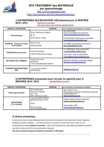 Liste d'entreprises qui recrutent des apprentis - LYCEE JEAN ...