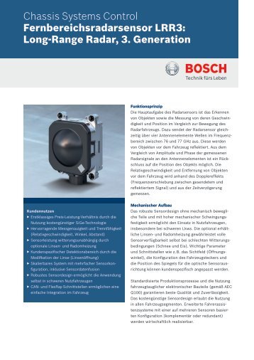 Datenblatt Fernbereichsradarsensor (PDF 146,86 kB) - Bosch ...