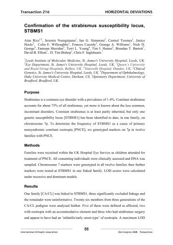 Confirmation of the strabismus susceptibility locus, STBMS1