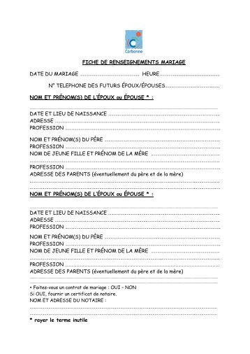 DOCUMENTS A FOURNIR POUR UN MARIAGE - Carbonne