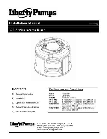 Installation Manual 370-Series Access Riser - King Pumps