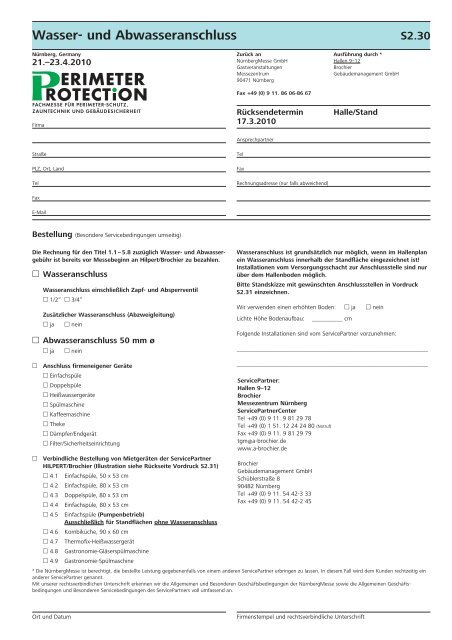 Servicehandbuch für Aussteller - Perimeter Protection