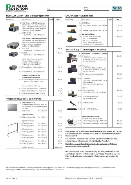 Servicehandbuch für Aussteller - Perimeter Protection