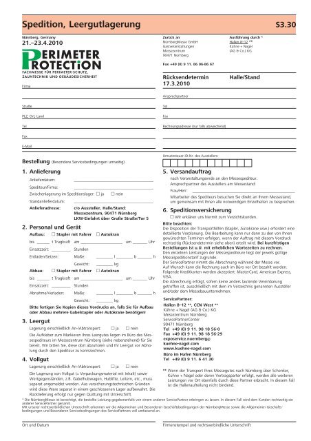 Servicehandbuch für Aussteller - Perimeter Protection