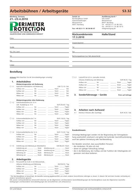 Servicehandbuch für Aussteller - Perimeter Protection