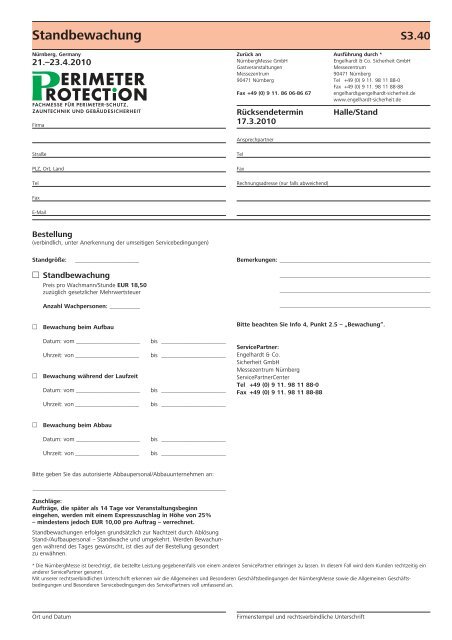 Servicehandbuch für Aussteller - Perimeter Protection