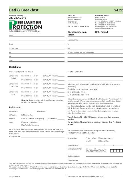 Servicehandbuch für Aussteller - Perimeter Protection