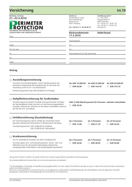 Servicehandbuch für Aussteller - Perimeter Protection