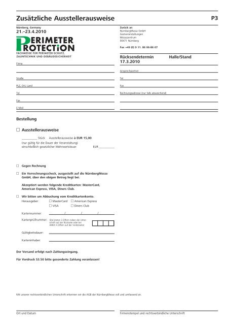 Servicehandbuch für Aussteller - Perimeter Protection