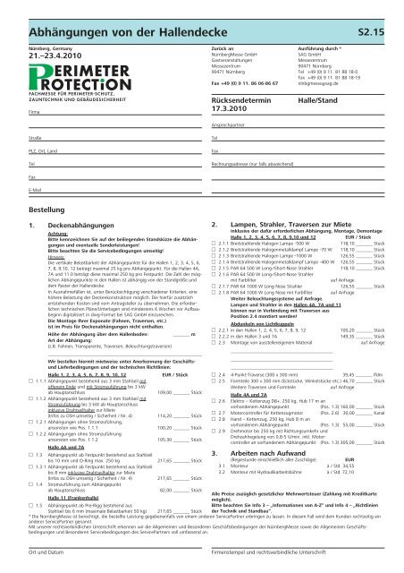 Servicehandbuch für Aussteller - Perimeter Protection