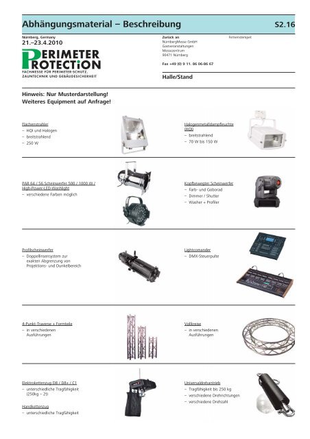 Servicehandbuch für Aussteller - Perimeter Protection