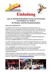 Einladung zum 25. Kleinfeld-Handball-Turnier in Partenstein vom ...