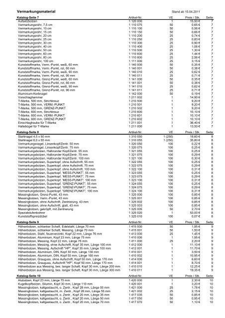 Vermarkungsmaterial - Sinning Vermessungsbedarf GmbH