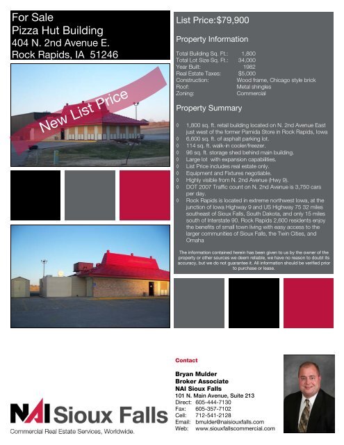 Pizza Hut Spec Sheet.pub - Sioux Falls Commercial Real Estate