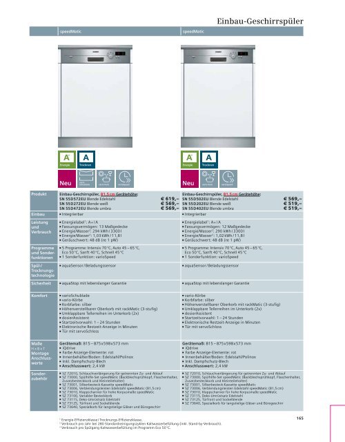 Komfort-Sets - Siemens Hausgeräte