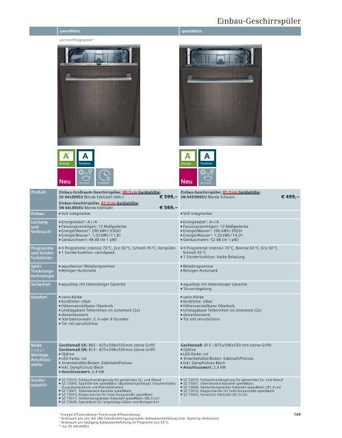 Komfort-Sets - Siemens Hausgeräte