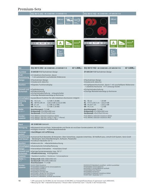 Komfort-Sets - Siemens Hausgeräte