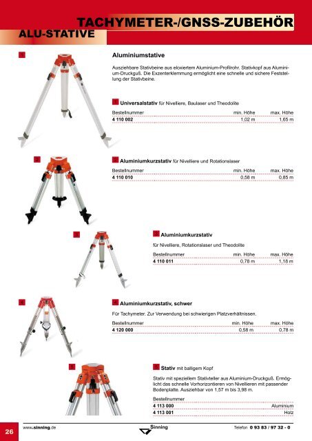Zubehör für die Vermessung - Sinning Vermessungsbedarf GmbH