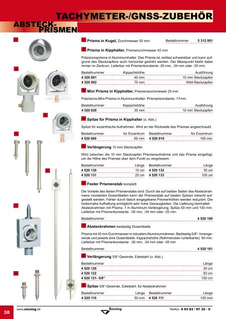 Zubehör für die Vermessung - Sinning Vermessungsbedarf GmbH