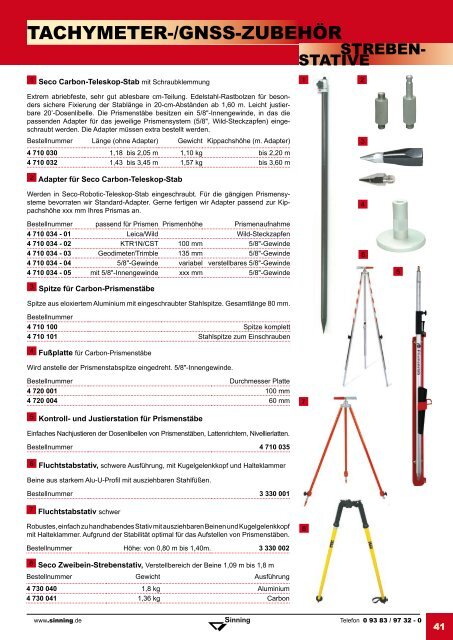 Zubehör für die Vermessung - Sinning Vermessungsbedarf GmbH