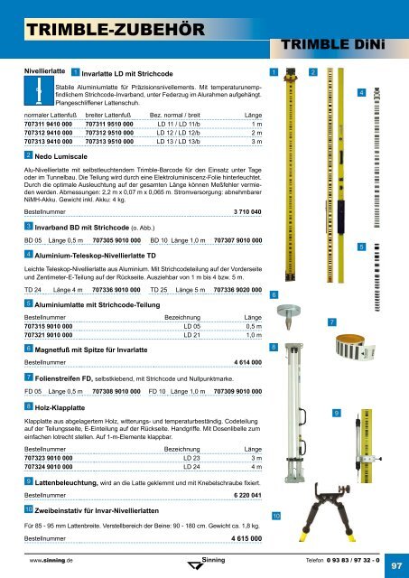 Zubehör für die Vermessung - Sinning Vermessungsbedarf GmbH