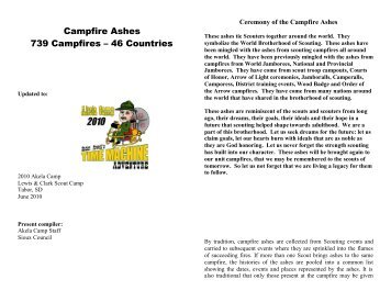 Campfire Ashes 739 Campfires â€“ 46 Countries - Sioux Council