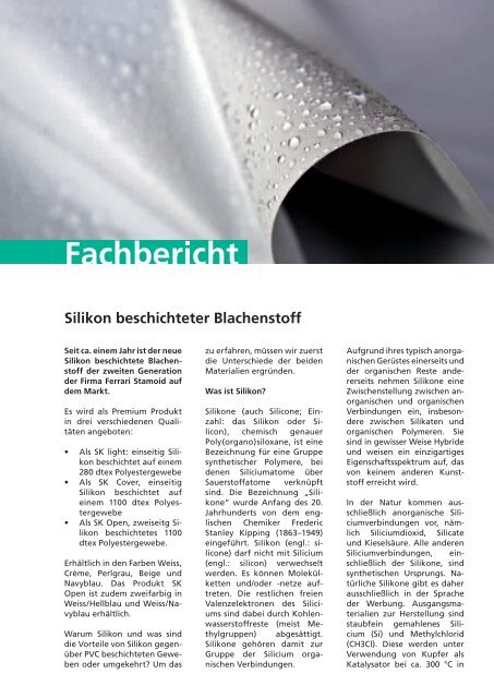 Silikon beschichteter Blachenstoff - Verband Schweizerischer ...