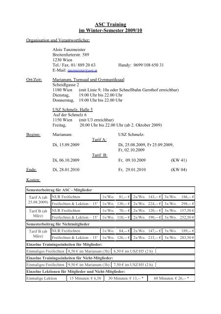 ASC Ferientraining - Fechten an der USI und im ASC Wien